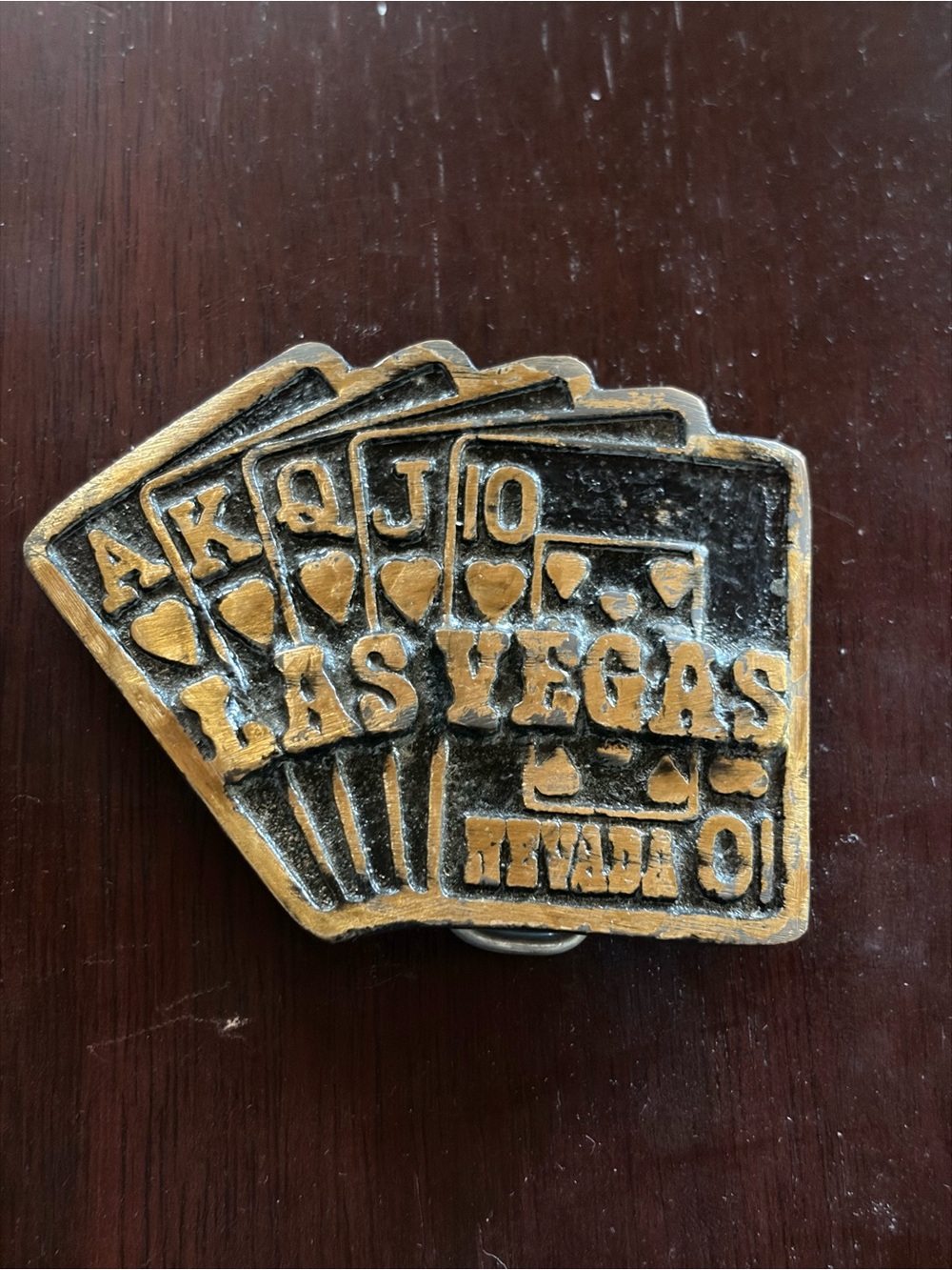 Las Vegas Royal Flush Solid Brass Belt Buckle